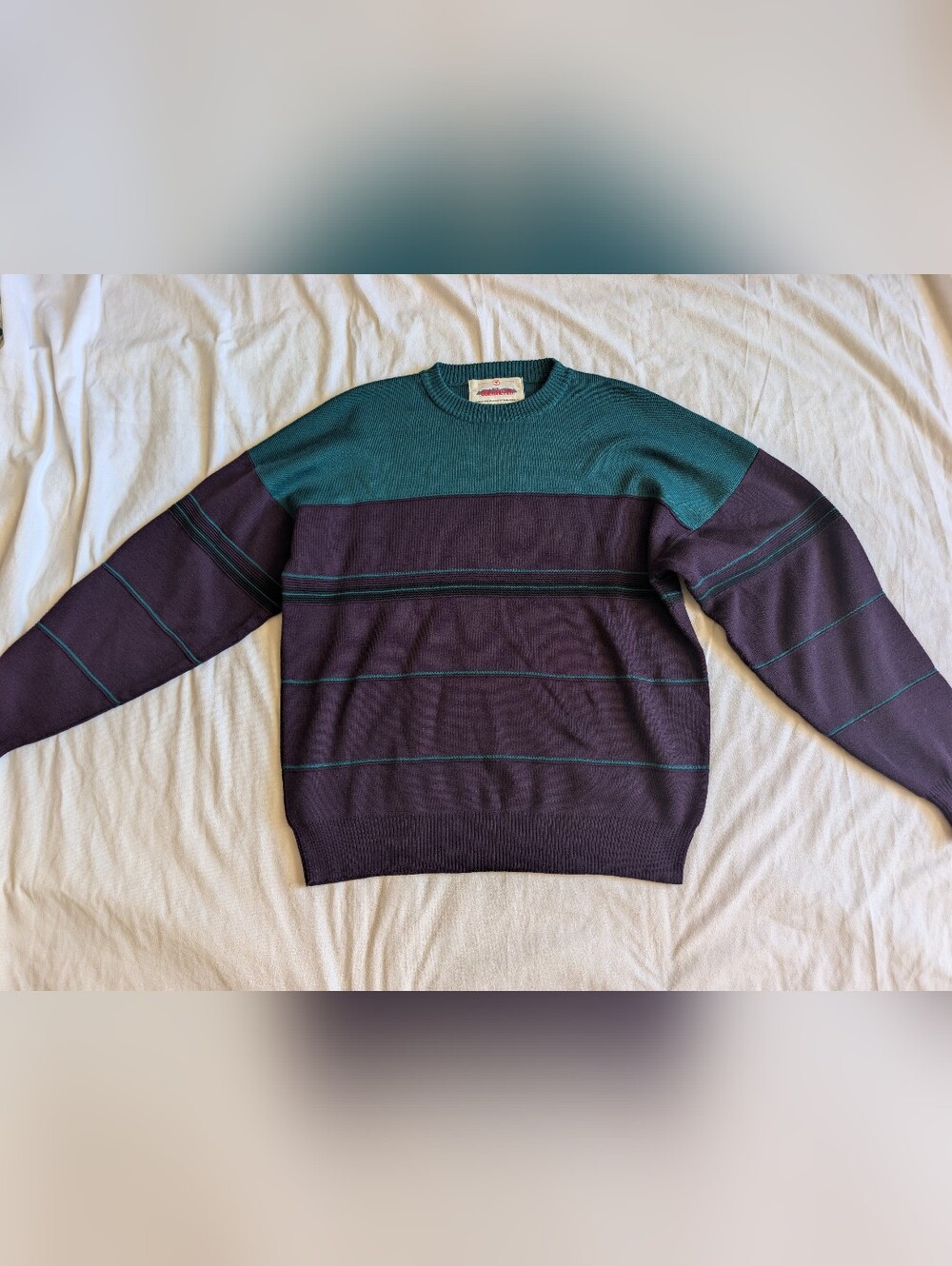 Vintage Obermeyer Timberline Wool Acrylic Colorblock Striped Ski Sweater Size M